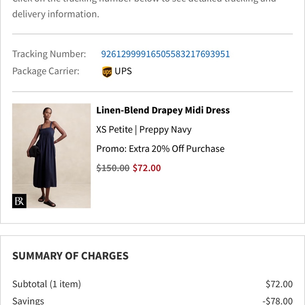 NWT Bananna Republic Factory Linen-Blend Drapey Midi Dress - Navy - XSP - Picture 2 of 6